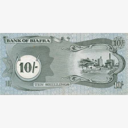 Biafra 10 shillings 1969. P 4 (N) Biafra 10 shillings 1969. P 4 (N)