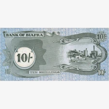 Biafra 10 shillings 1969. P 4 (N) Biafra 10 shillings 1969. P 4 (N)