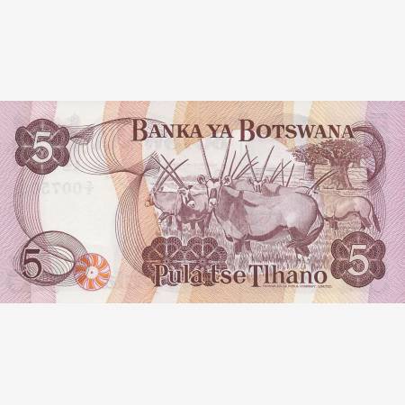 Botswana 5 pula 1982-1992.   P 8a   (N)