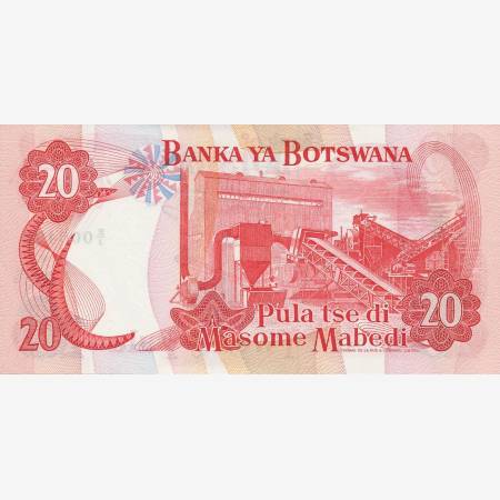 Botswana 20 pula 1982-1997. P 10a (N) Botswana 20 pula 1982-1997. P 10a (N)