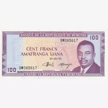 Burundi 100 francs 1993.  P 29c   (N)