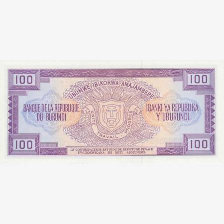 Burundi 100 francs 1993. P 29c (N) Burundi 100 francs 1993. P 29c (N)