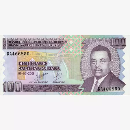 Burundi 100 francs 2006.  P 37e   (N)