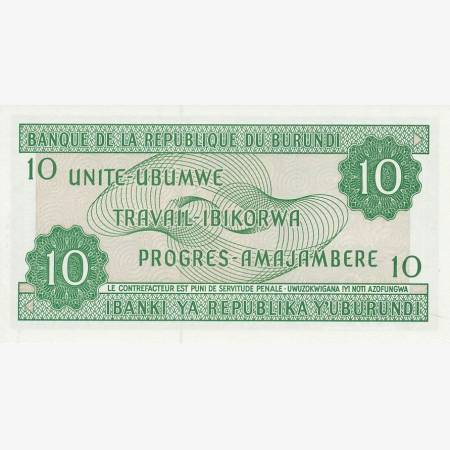 Burundi 10 francs 2007.  P 33e   (N)