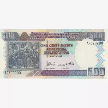 Burundi 500 francs 2003.  P 38c   (N)