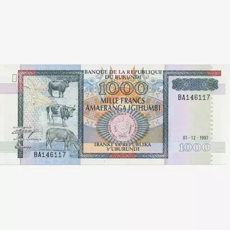 Burundi 1000 francs 1997.  P 39b   (N)