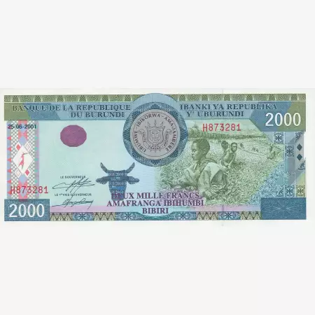 Burundi 2000 francs 2001.  P 41   (N)