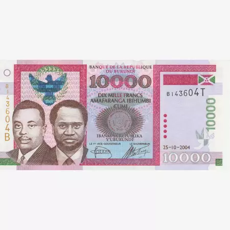 Burundi 10000 francs 2004.  P 43a   (N)