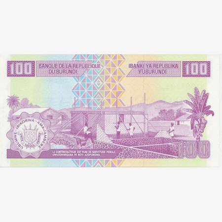 Burundi 100 francs 2011.  P 44   (N)
