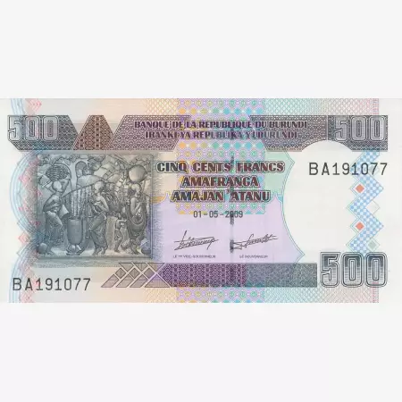Burundi 500 francs 2009.  P 45a   (N)