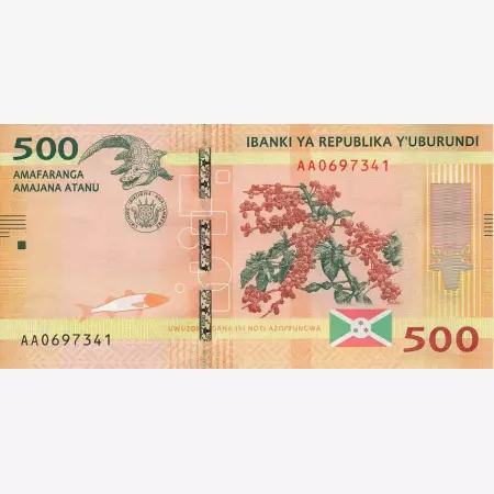 Burundi 500 francs 2015.  P 50   (N)