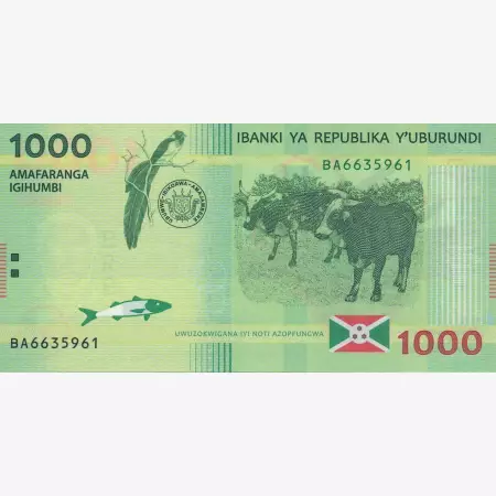 Burundi 1000 francs 2015.  P 51a   (N)