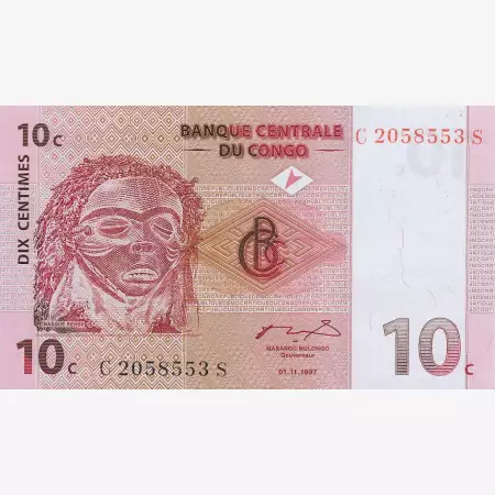 Kongo 10 cent 1997.   P 82   (N)