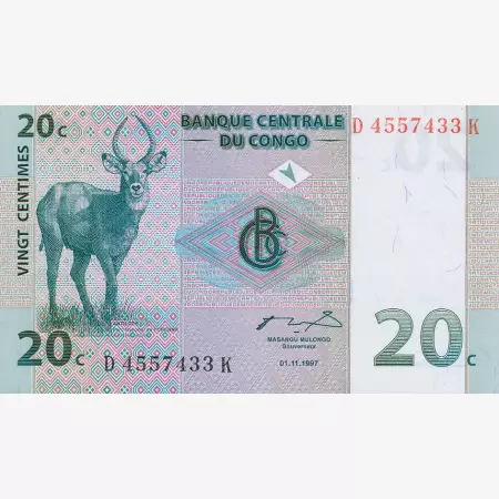 Kongo 20 cent 1997.   P 83   (N)