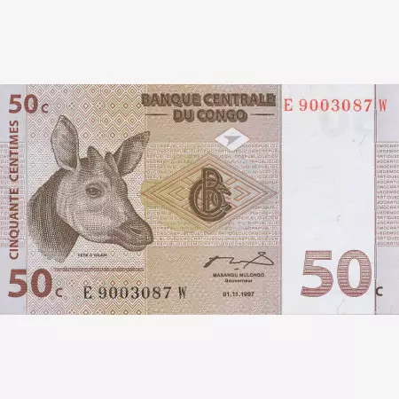 Kongo 50 cent 1997.   P 84   (N)