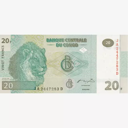Kongo 20 francs 2003.   P 94   (N)