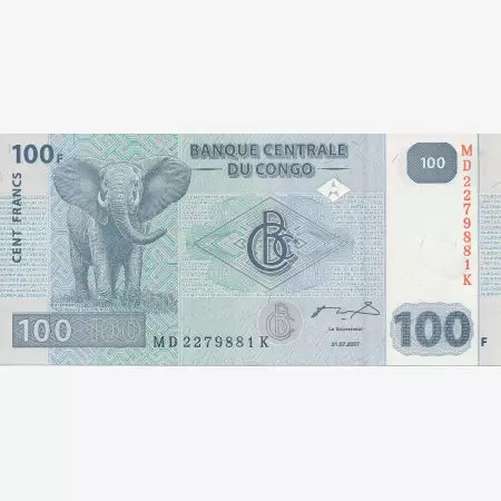 Kongo 100 francs 2007.   P 98a   (N)