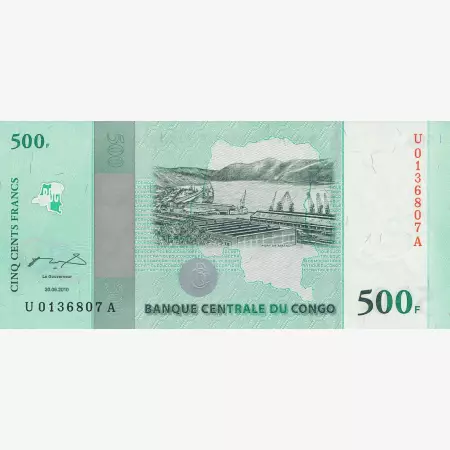 Kongo 500 francs 2010.   P 100a   (N)