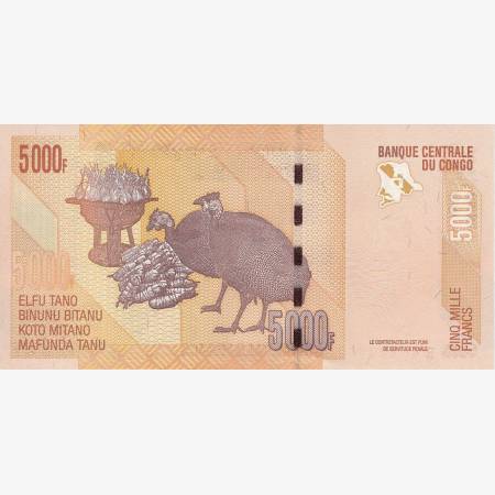 Kongo 5000 francs 2013. P 102b (N) Kongo 5000 francs 2013. P 102b (N)