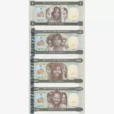 Eritrea 1,5,10,20 nakfa 1997.   P 1-4   (N)