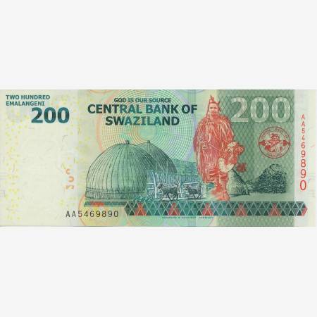Szváziföld 200 emalangeni 2014. P 40b (N) Szváziföld 200 emalangeni 2014. P 40b (N)