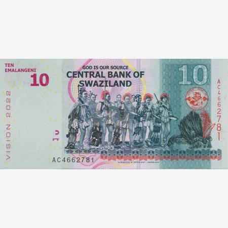 Szváziföld 10 emalangeni 2015. P 41 (N) Szváziföld 10 emalangeni 2015. P 41 (N)