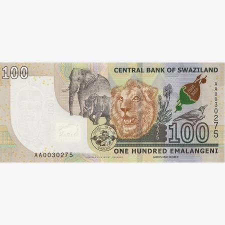 Szváziföld 100 emalangeni 2017. P 42 (N) Szváziföld 100 emalangeni 2017. P 42 (N)