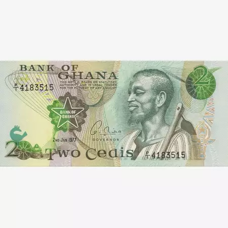 Ghana 2 cedis 1977.  P 14c   (N)