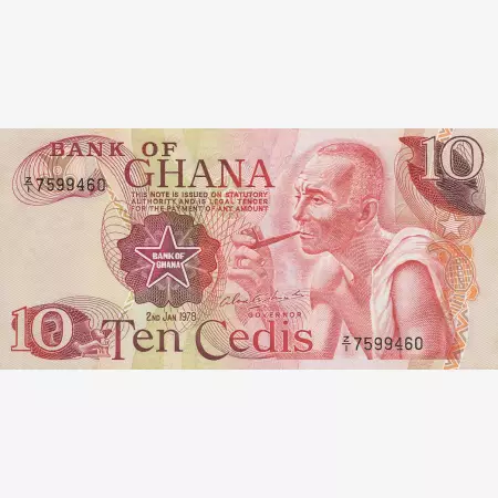 Ghana 10 cedis 1978.  P 16f   (N)