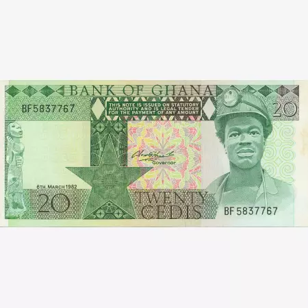 Ghana 20 cedis 1982.  P 21c   (N)