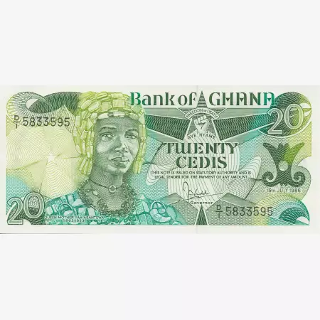 Ghana 20 cedis 1986.  P 24   (N)