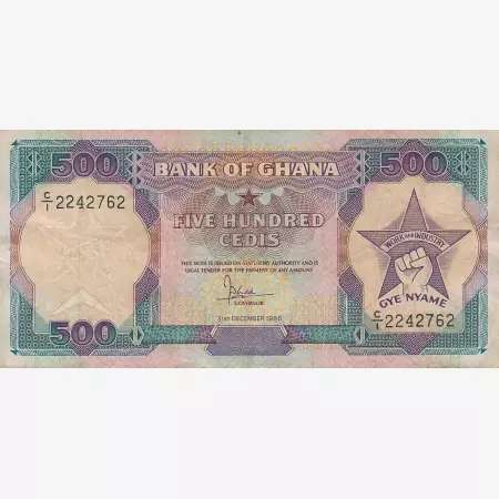 Ghana 500 cedis 1986.  P 28a   (N)