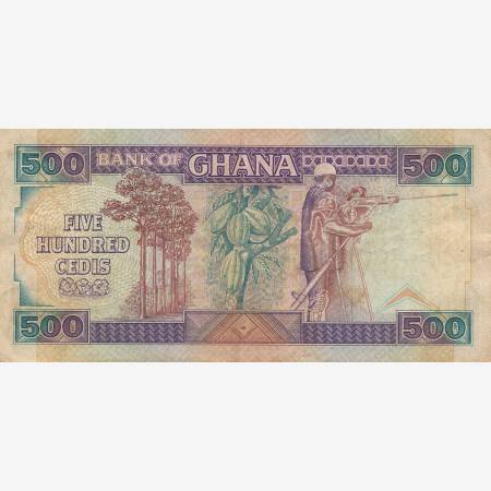 Ghana 500 cedis 1986. P 28a (N) Ghana 500 cedis 1986. P 28a (N)