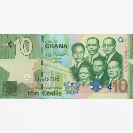 Ghana 10 cedis 2015.  P 39f   (N)