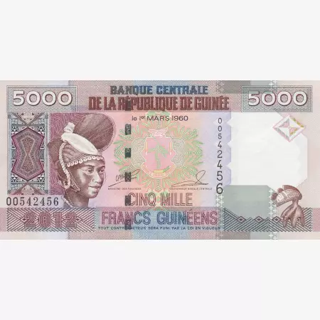 Guinea 5000 francs 2012.   P 41b   (N)