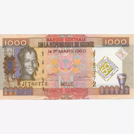 Guinea 1000 francs 2010.   P 43   (N)