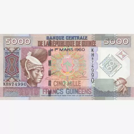 Guinea 5000 francs 2010.   P 44   (N)
