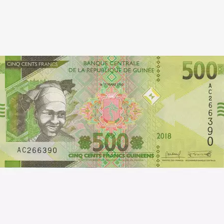 Guinea 500 francs 2018.   P 51   (N)