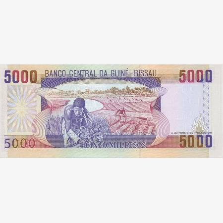 Guinea-Bissau 5000 pesos 1993. P 14 (N) Guinea-Bissau 5000 pesos 1993. P 14 (N)