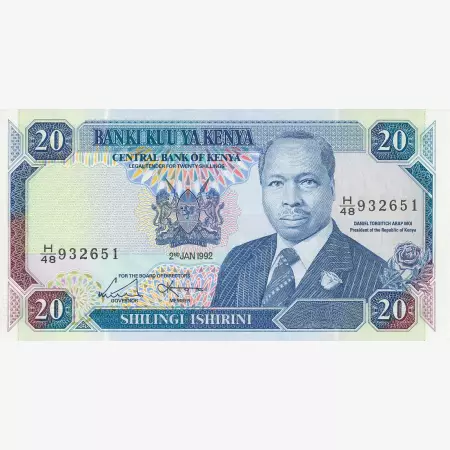 Kenya 20 shillings 1992.   P 25e   (N)
