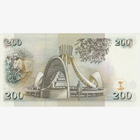 Kenya 200 shillings 1998. P 38c (N) Kenya 200 shillings 1998. P 38c (N)