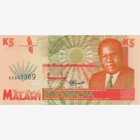 Malawi 5 kwacha 1995.  P 30   (N)
