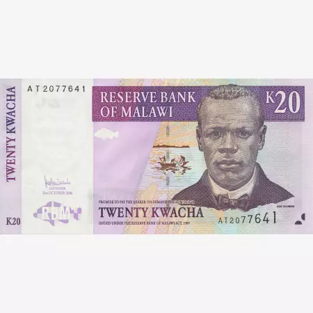 Malawi 20 kwacha 2006.  P 52b   (N)