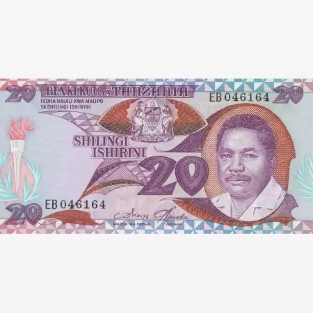 Tanzánia 20 shilingi 1986.  P 15   (N)