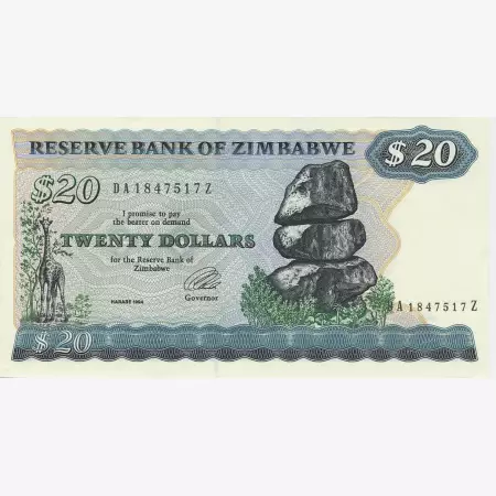 Zimbabwe 20 dollars 1994.  P 4d   (N)