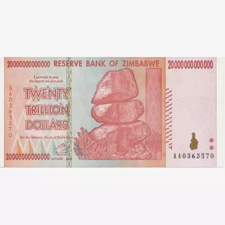Zimbabwe 20.000.000.000.000 dollars 2008.  P 89  (N)