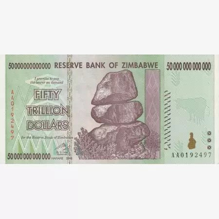 Zimbabwe 50.000.000.000.000 dollars 2008.  P 90  (N)