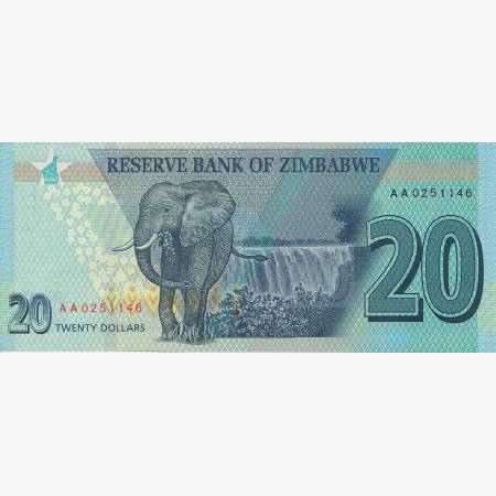 Zimbabwe 20 dollars 2019.  P 102   (N)
